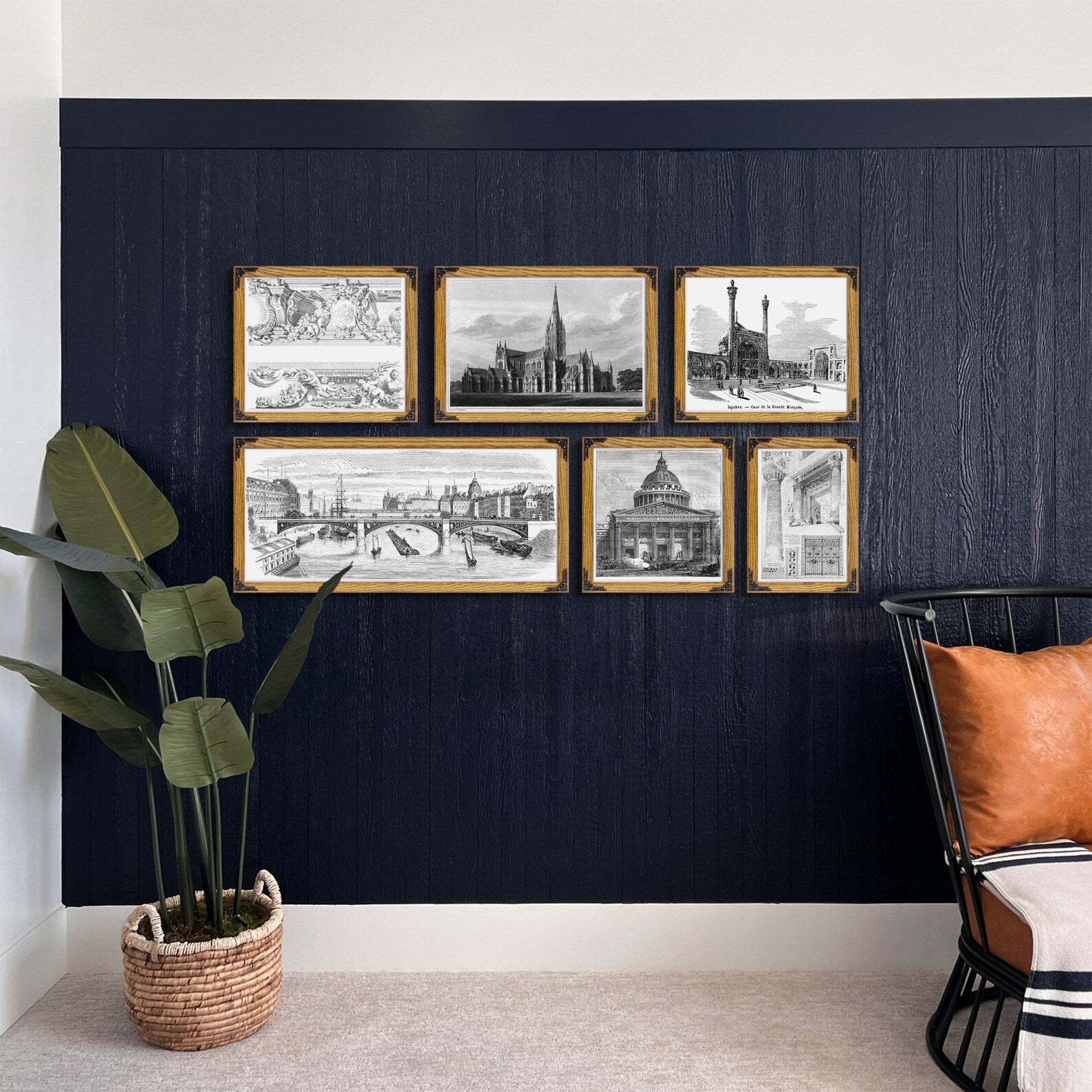 Retro Wall Art Frame, Vintage Design Farm House Photo Frame, Handmade Chalet Decor,Mid Century Modern Light Academia Decor A1 A3 24x32 24x36