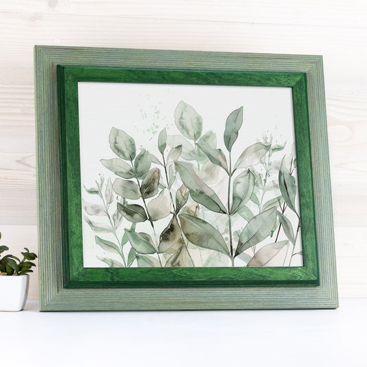 Sage green and dark green baltic birch picture frame for art photography, custom sizes, made from high quality durable materials, perfect for gallery walls. Double Black Custom Picture Frame, Handmade Wooden Photo Frame, Black Poster Frame, Contemporary style A1 A3 A5 4x6 9x12 16x20 18x24 36x40