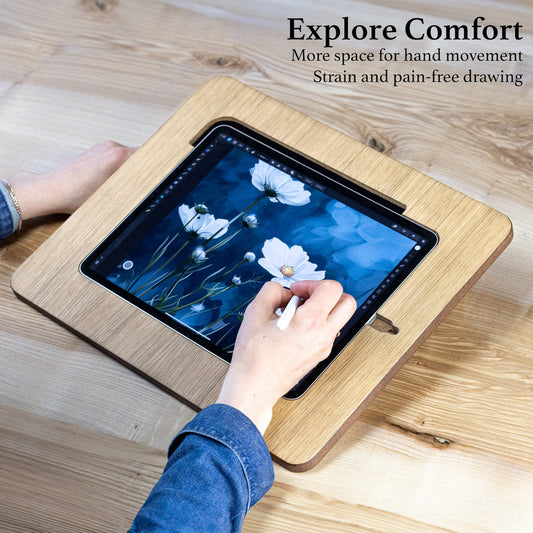 Wooden frame for an iPad or Samsung Tab that is being used as a drawing board