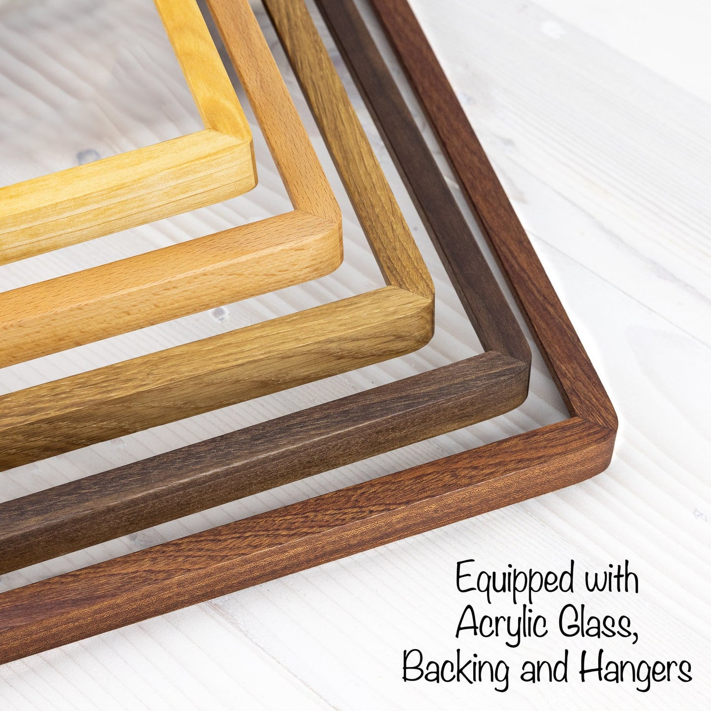 Round Corner Natural Hardwood Picture Frame, 1/2 Thin Edge