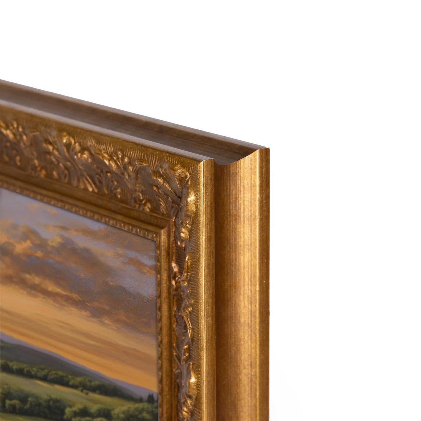 Corner details of Ornate Antique Vintage Gold Picture Frame