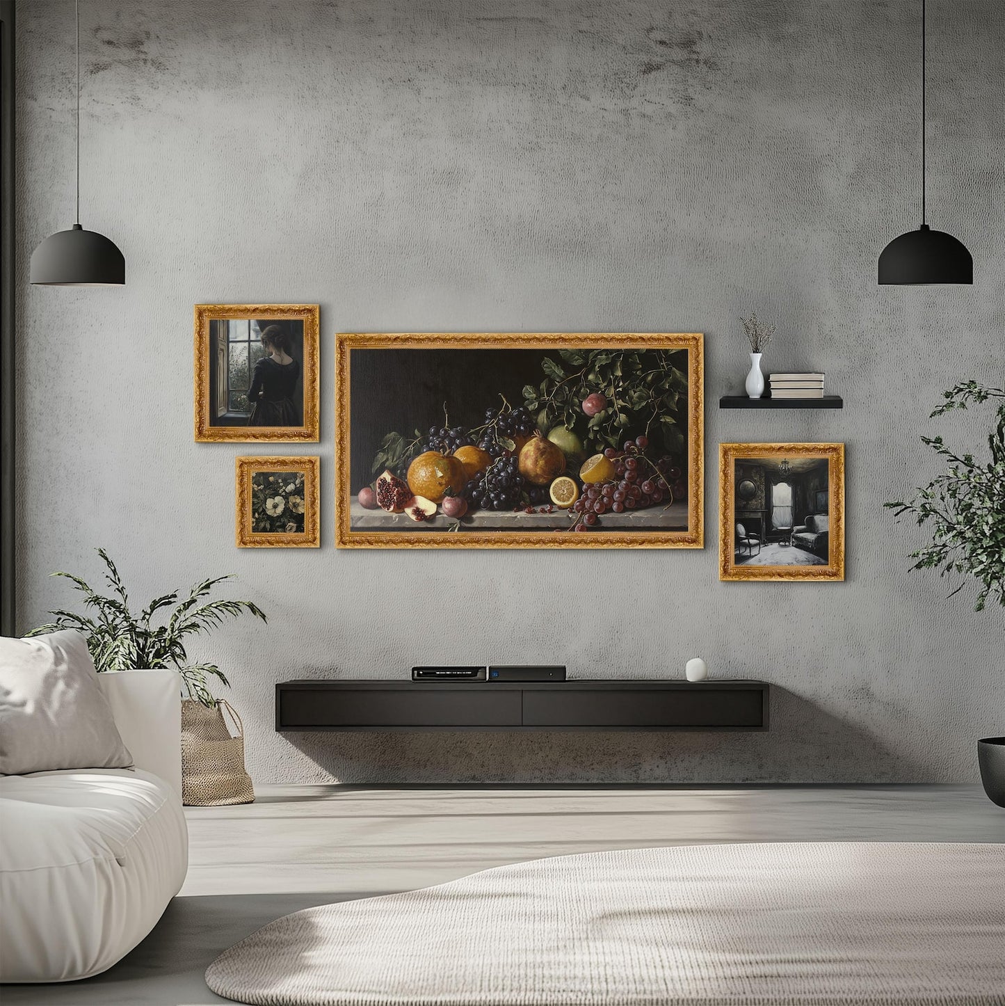 Ornate Antique Vintage Gold Picture Frame in modern interior