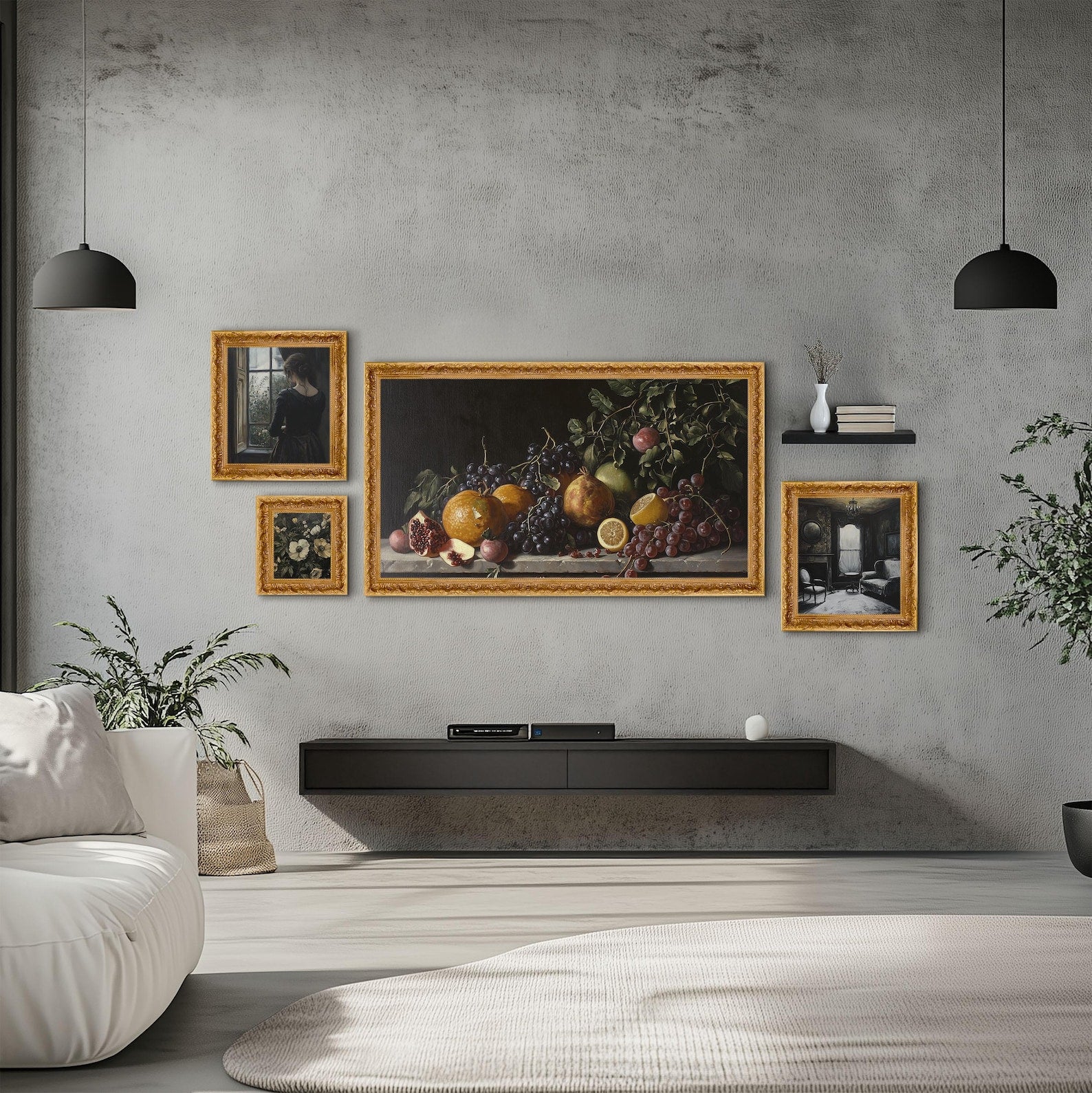 Ornate Antique Vintage Gold Picture Frame in modern interior