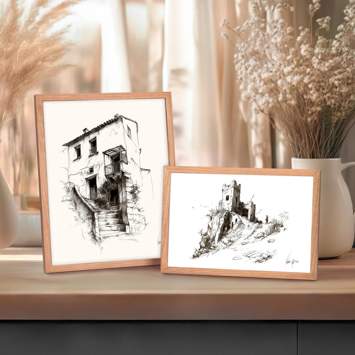 Super Slim Cherry Hardwood Picture Frame 1/2 Thin Edge