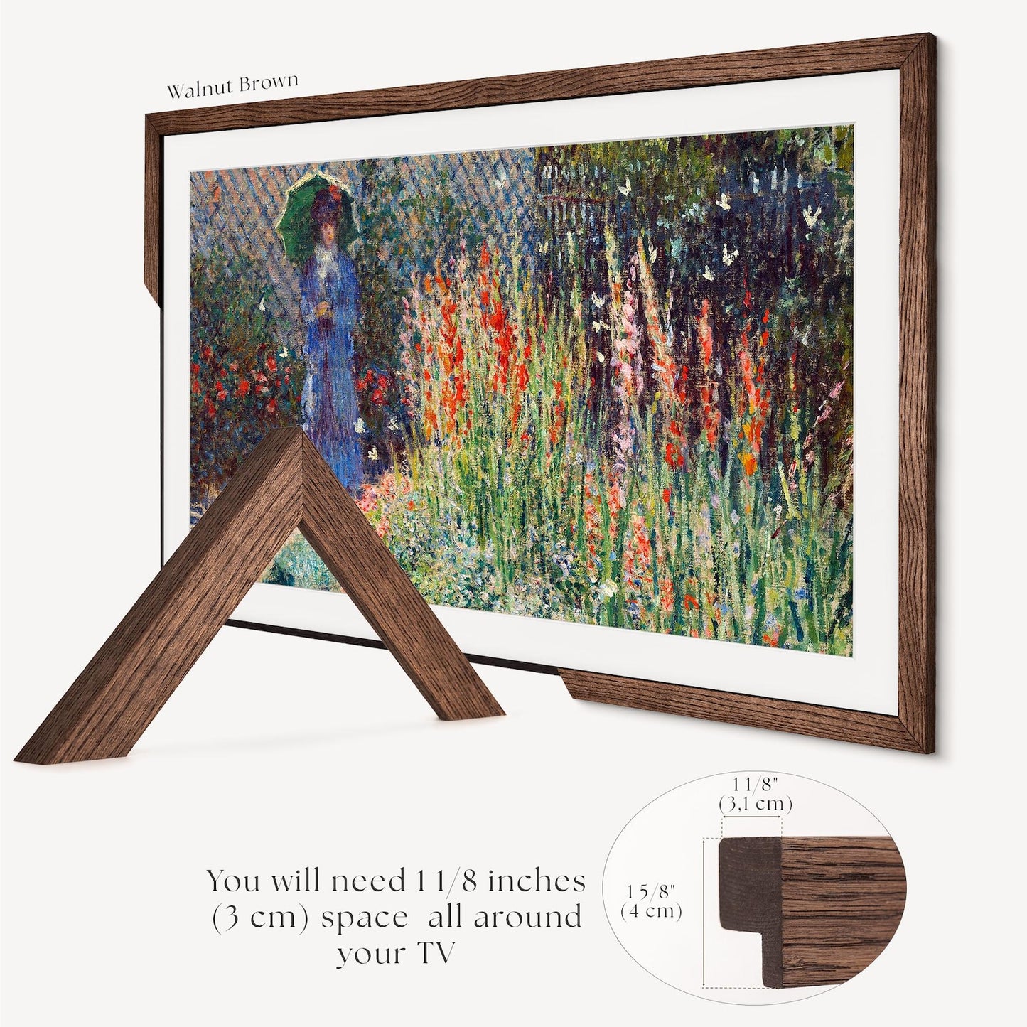 Échantillons de cadres de télévision en bois dur teinté fin