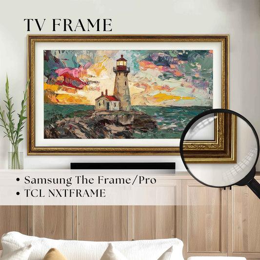 Dark Wood and Gold Leaf TV Frame Ornate Samsung Frame TV Bezel, Thin Vintage Gold Wooden Frame TCL tv Cover size 32" 43" 50" 55" 65" 75" 85"