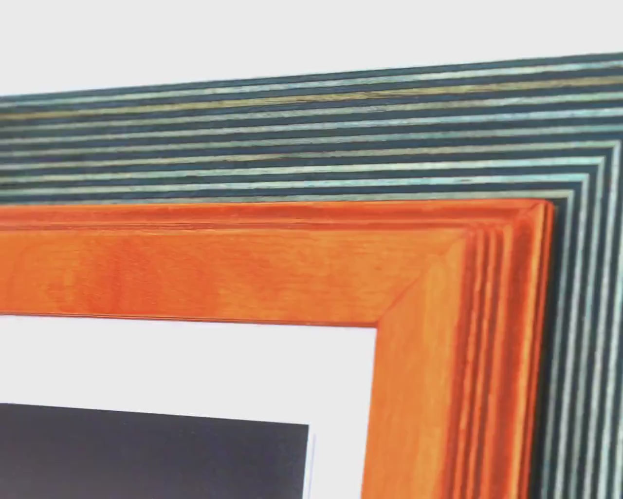 Teal and orange baltic birch picture frame for art photography, custom sizes, made from high quality durable materials, perfect for gallery walls. Double Black Custom Picture Frame, Handmade Wooden Photo Frame, Black Poster Frame, Contemporary style A1 A3 A5 4x6 9x12 16x20 18x24 36x40