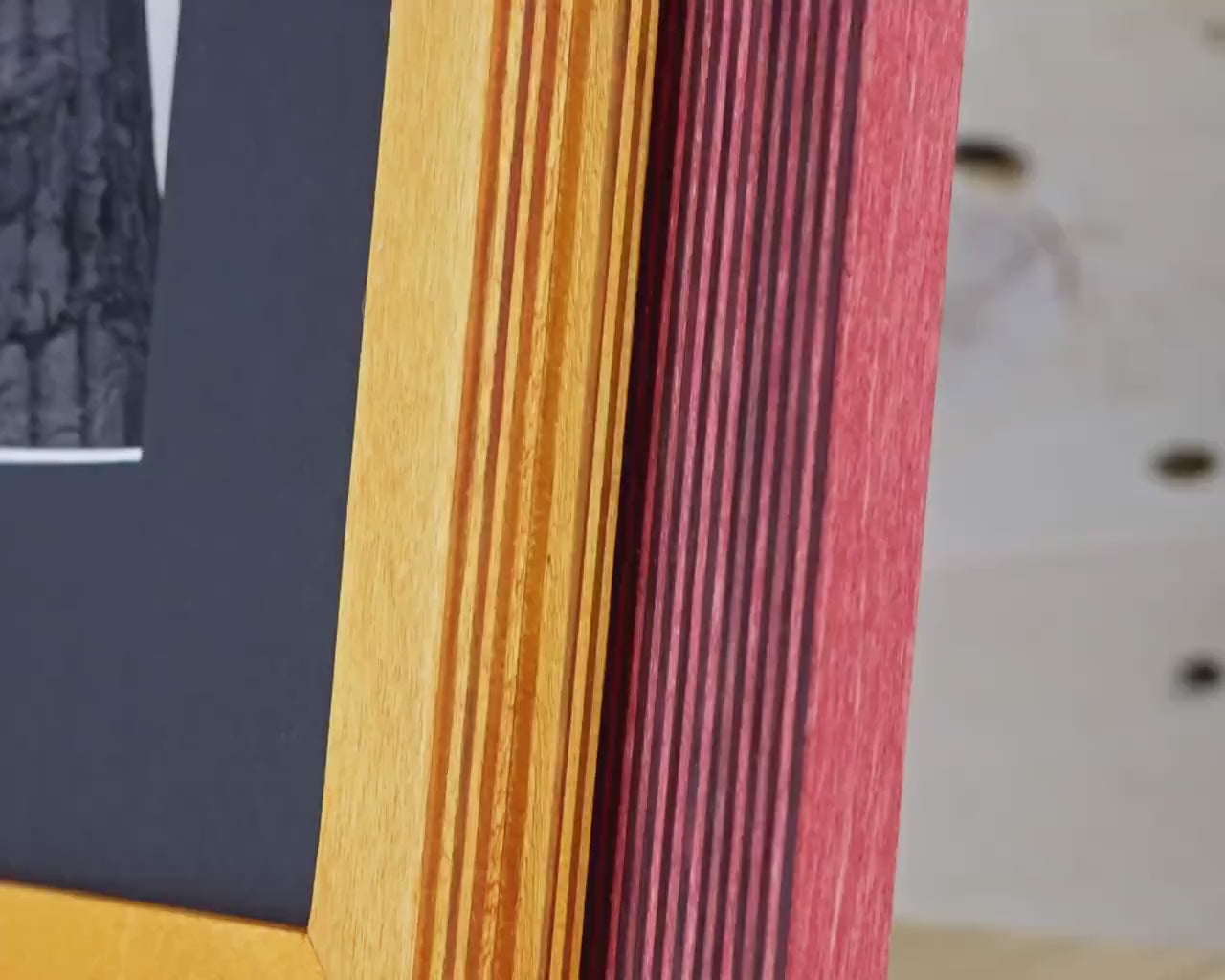 Red and Yellow baltic birch picture frame for art photography, custom sizes, made from high quality durable materials, perfect for gallery walls. Double Black Custom Picture Frame, Handmade Wooden Photo Frame, Black Poster Frame, Contemporary style A1 A3 A5 4x6 9x12 16x20 18x24 36x40