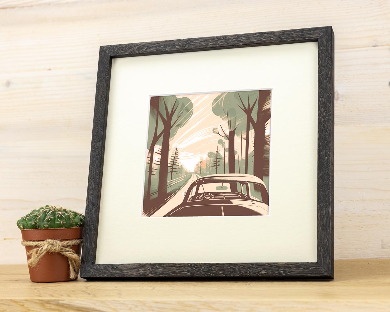 Cadre photo super fin en bois de chêne massif noir, bord 1/2 fin
