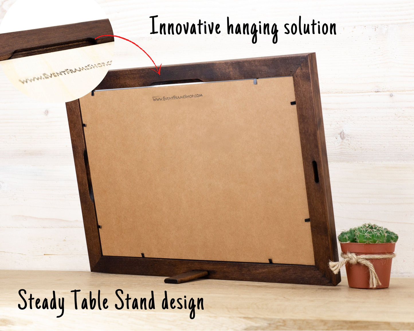Brown Photo Frame with Engraved Mat from Solid Birch Wood