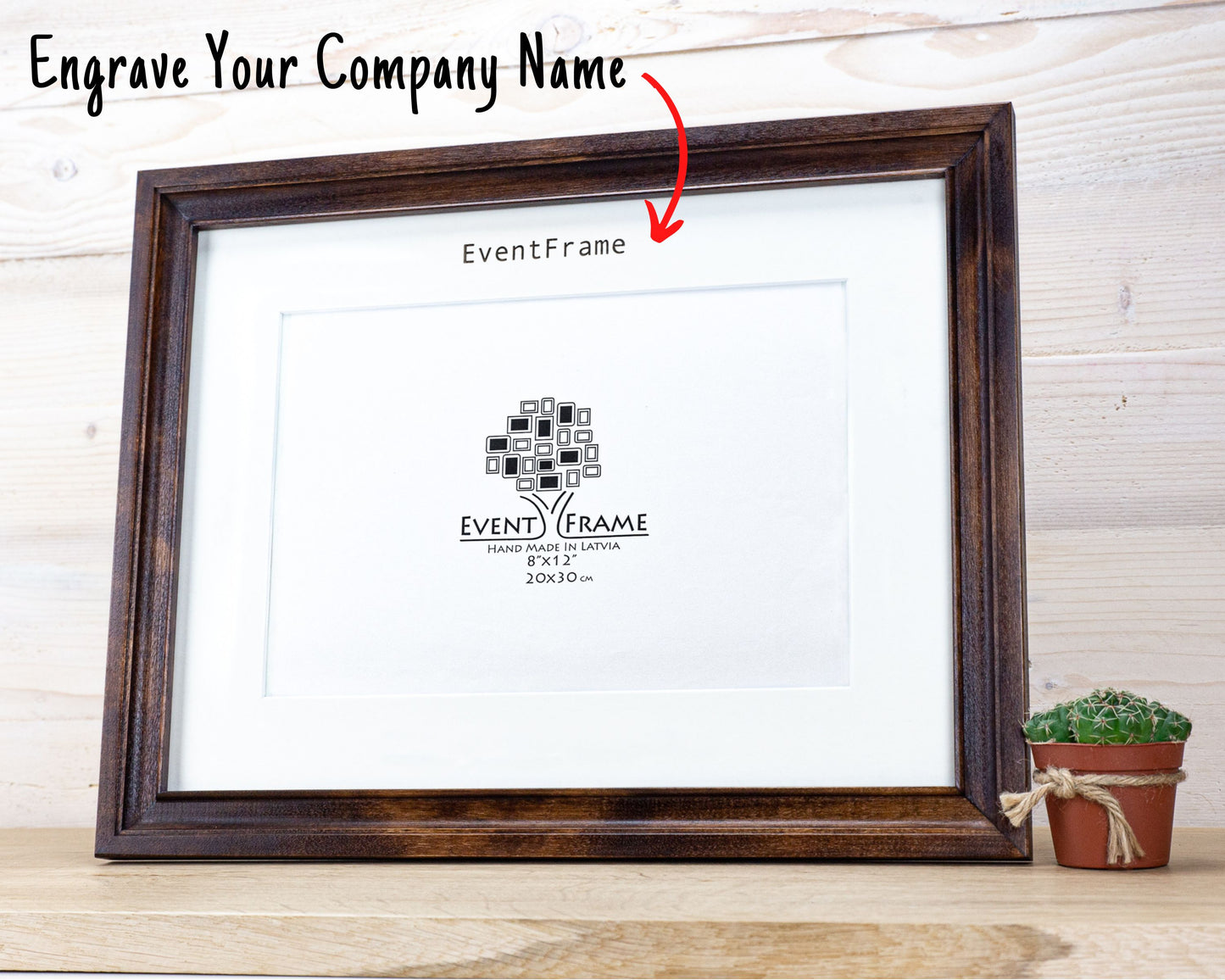 Brown Photo Frame with Engraved Mat from Solid Birch Wood