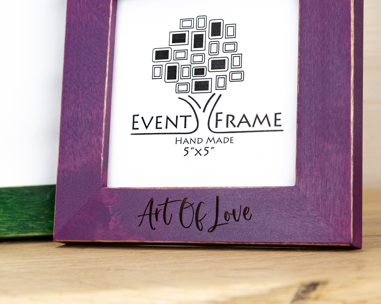 Colorful Engraved Birch Wood Picture Frame