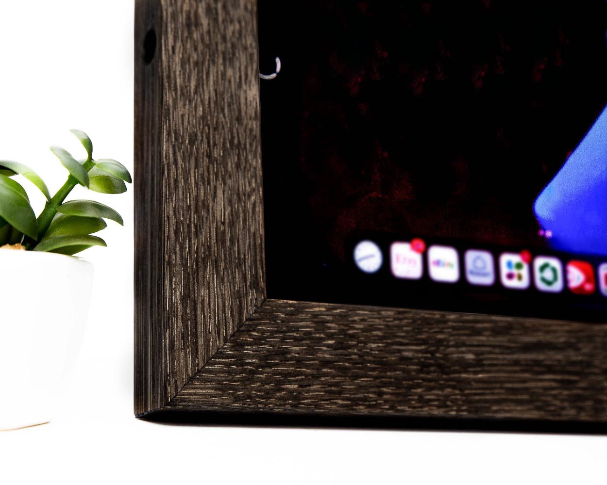 iPad frame with strong joints. Wooden Frame for IPad, Tablet Stand, Oak Wood Cover for iPad, Tablet Display Mounting Frame, Tablet Wood Case, Stand Holder for Desk or Wall