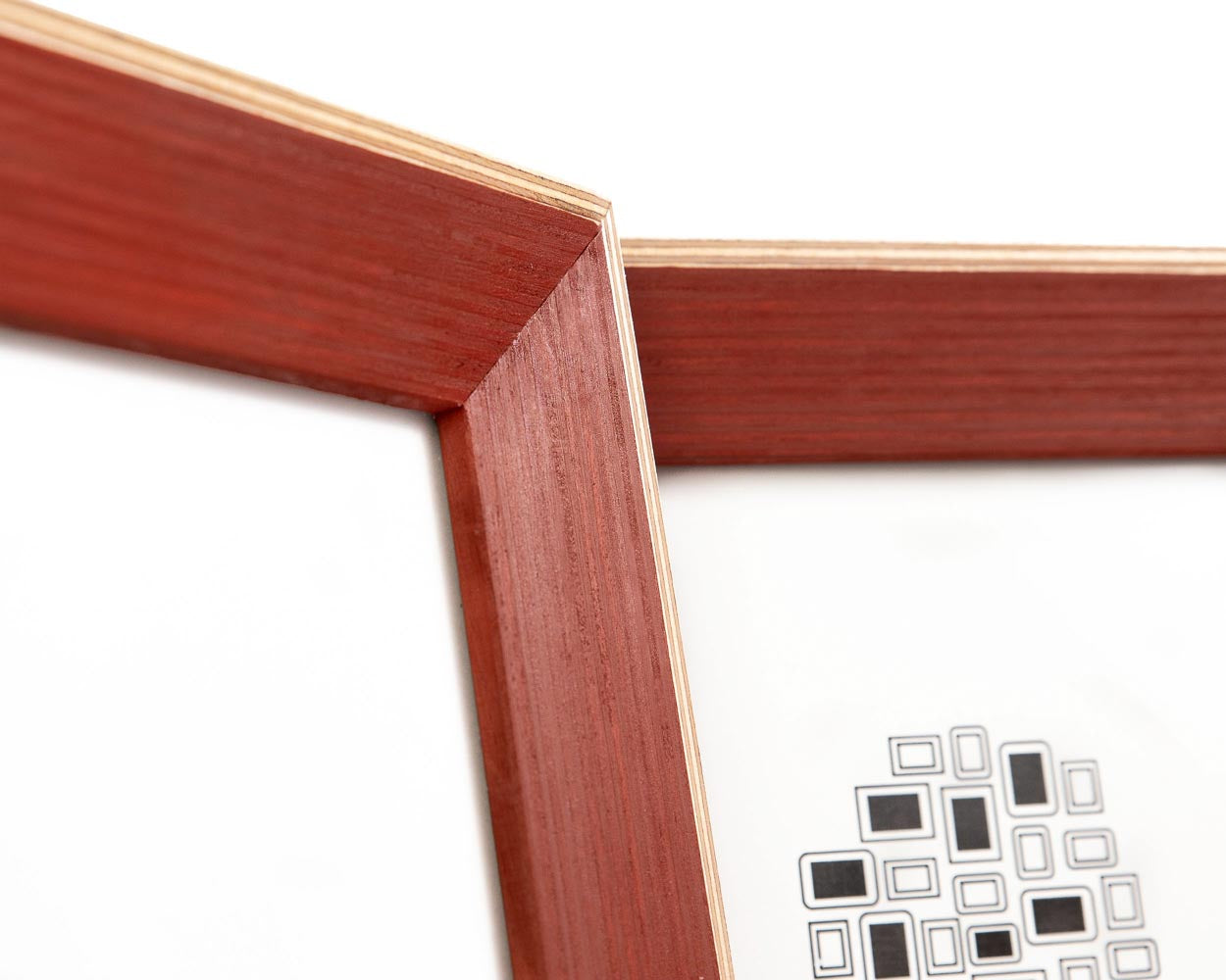 Dark red stripy design solid birch picture frame. handcrafted real wood 4 x 4