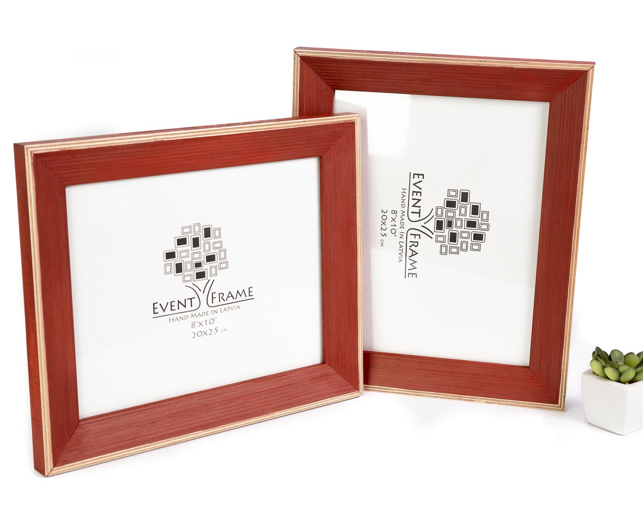 Dark red stripy design solid birch picture frame