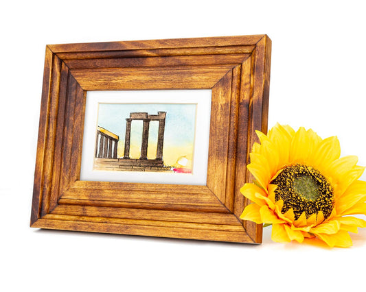 Honey Brown Wooden Gallery Frame in 2 inch Flat Style, Handmade Hardwood Picture Frame, Any Custom Size A2 A1 8x10 9x12 11x14 16x20 24x18