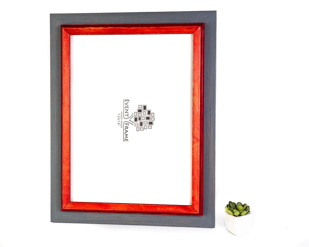 Grey and Red Wooden Picture Frame, Handmade Photo Frame, Any Custom Sizes 4x6 5x7 5.5x8.5 6x6 6x9 8x10 9x16 A4 12x16 20x30 18x24 14x18 13x19