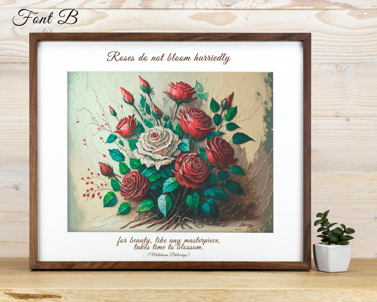 Bilderrahmen aus massivem Walnuss-Hartholz mit gravierter Passepartout