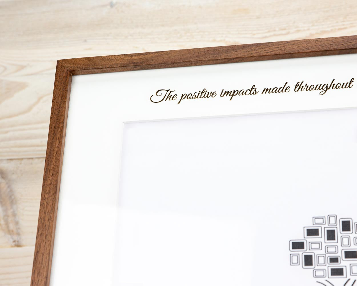 Bilderrahmen aus massivem Walnuss-Hartholz mit gravierter Passepartout