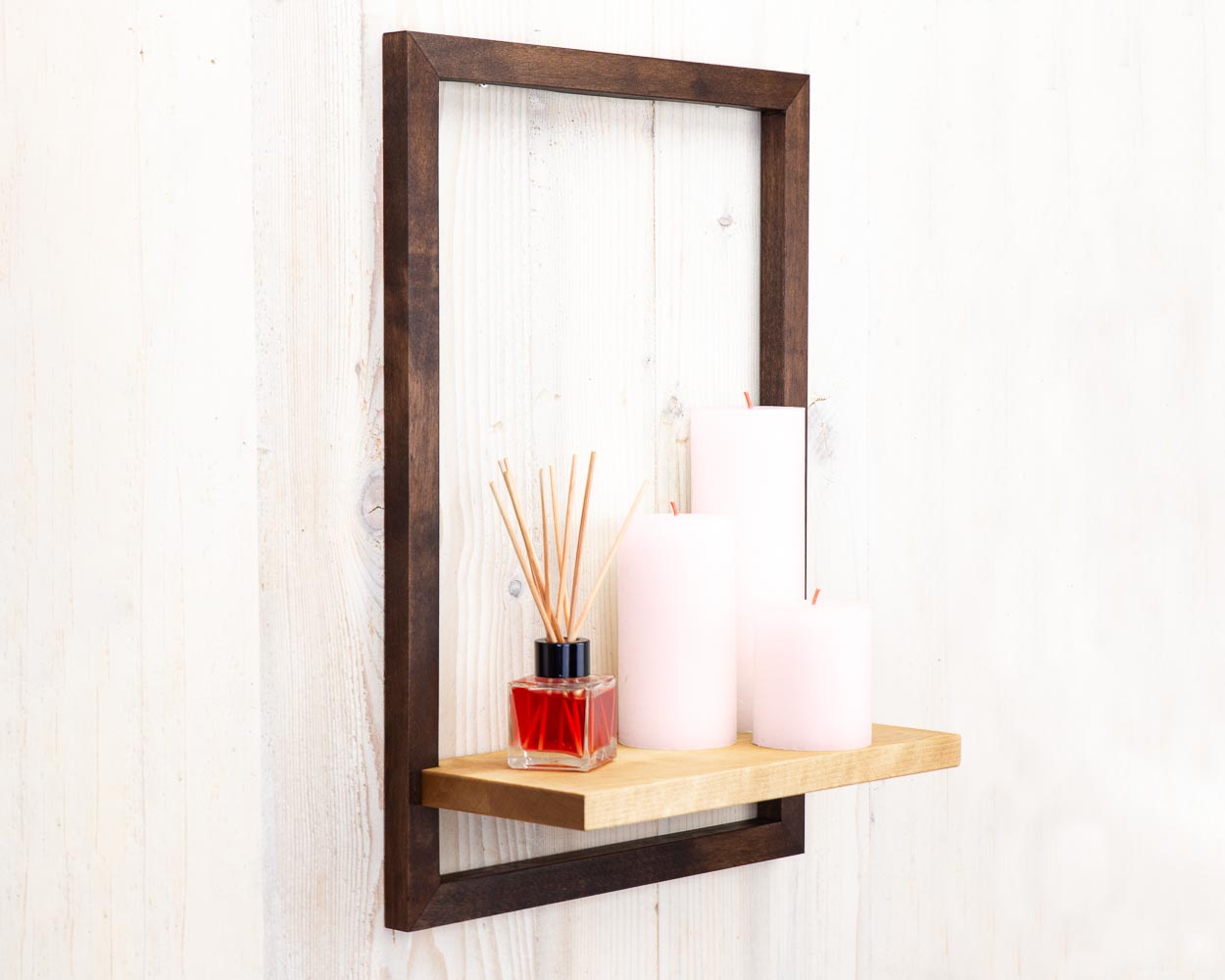 Modern display shelf from solid wood, for kitchen, home, office, floating storage for decor.