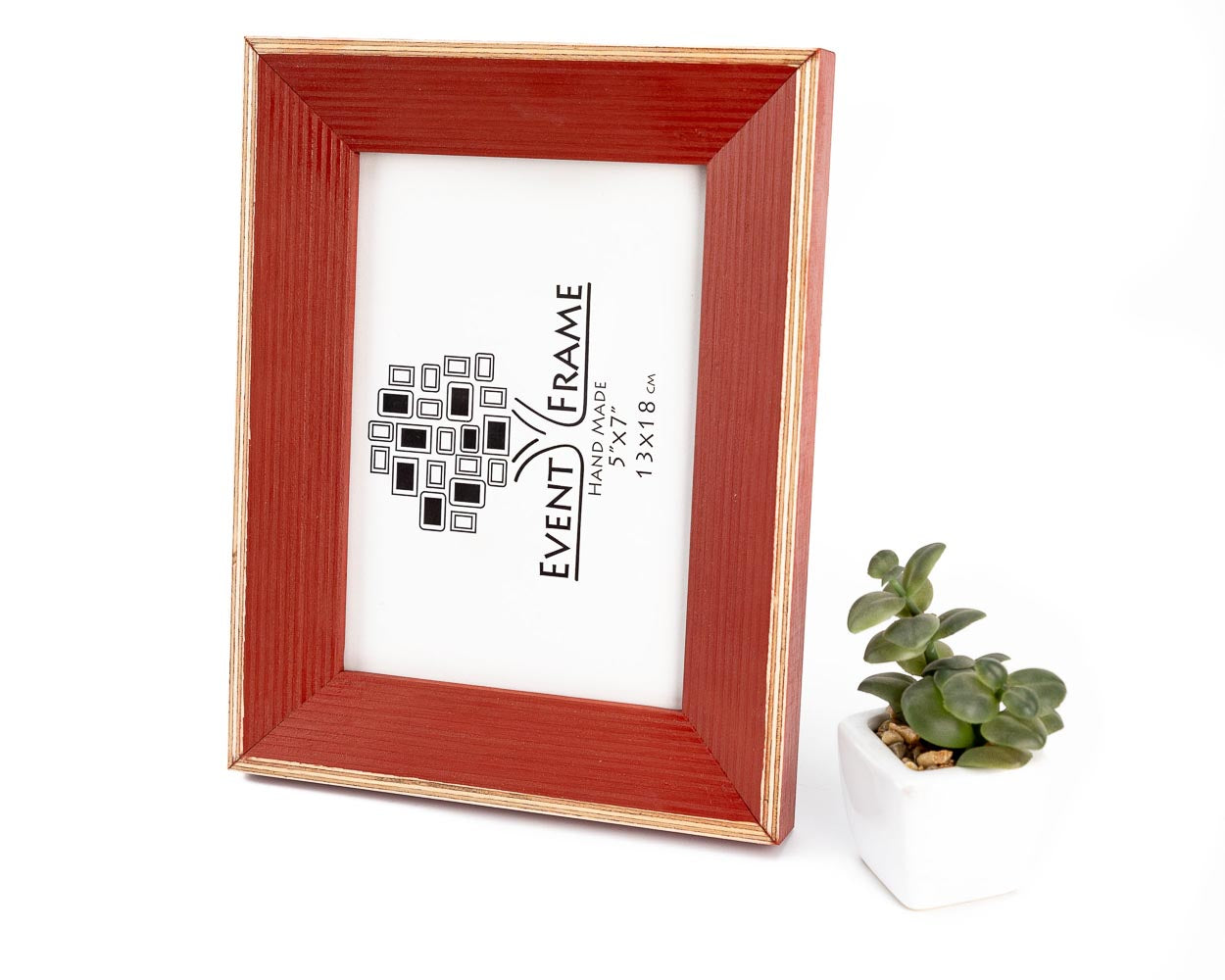 Dark red stripy design solid birch picture frame