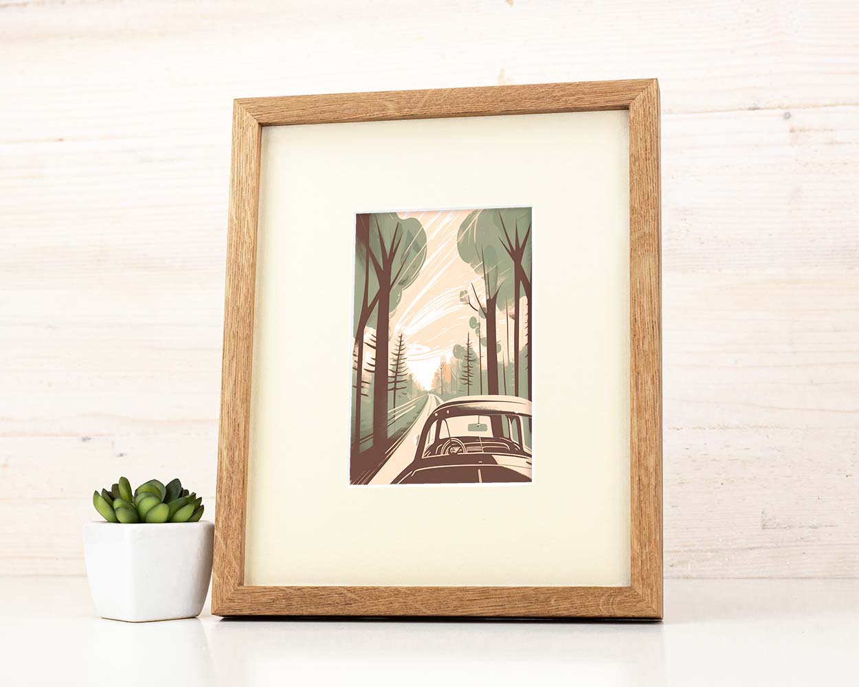 Super Slim Natural Solid Oak Hardwood Photo Frame 1/2 Thin Edge