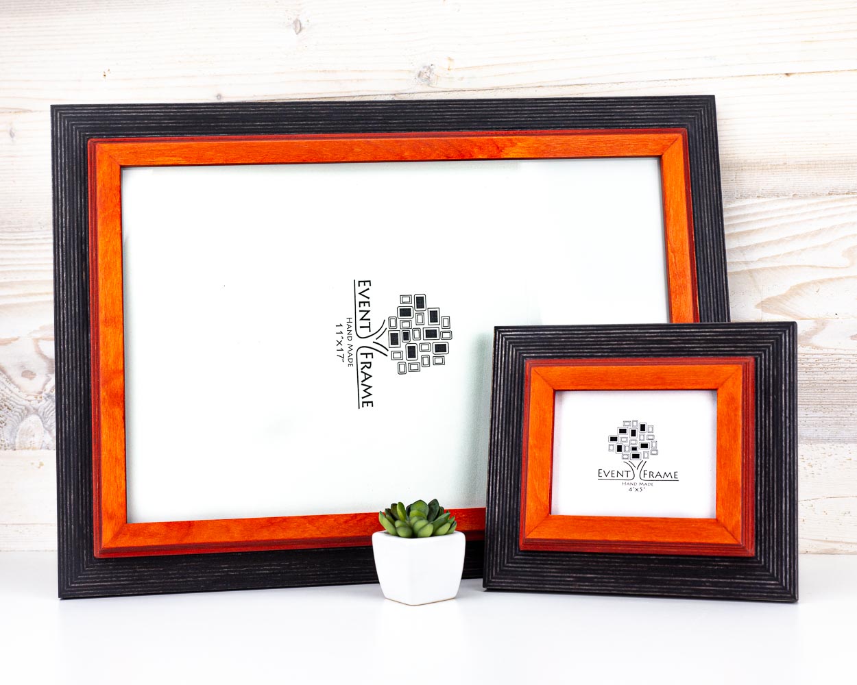 Custom Wood Picture Frame, Black + Orange Colors, Rustic Photo Frame, SIZES 5x7, 8x10, A4, 9x11, A5, A3, 4x6, 20x30, 7x9, 16x20, 18x24, 8x12