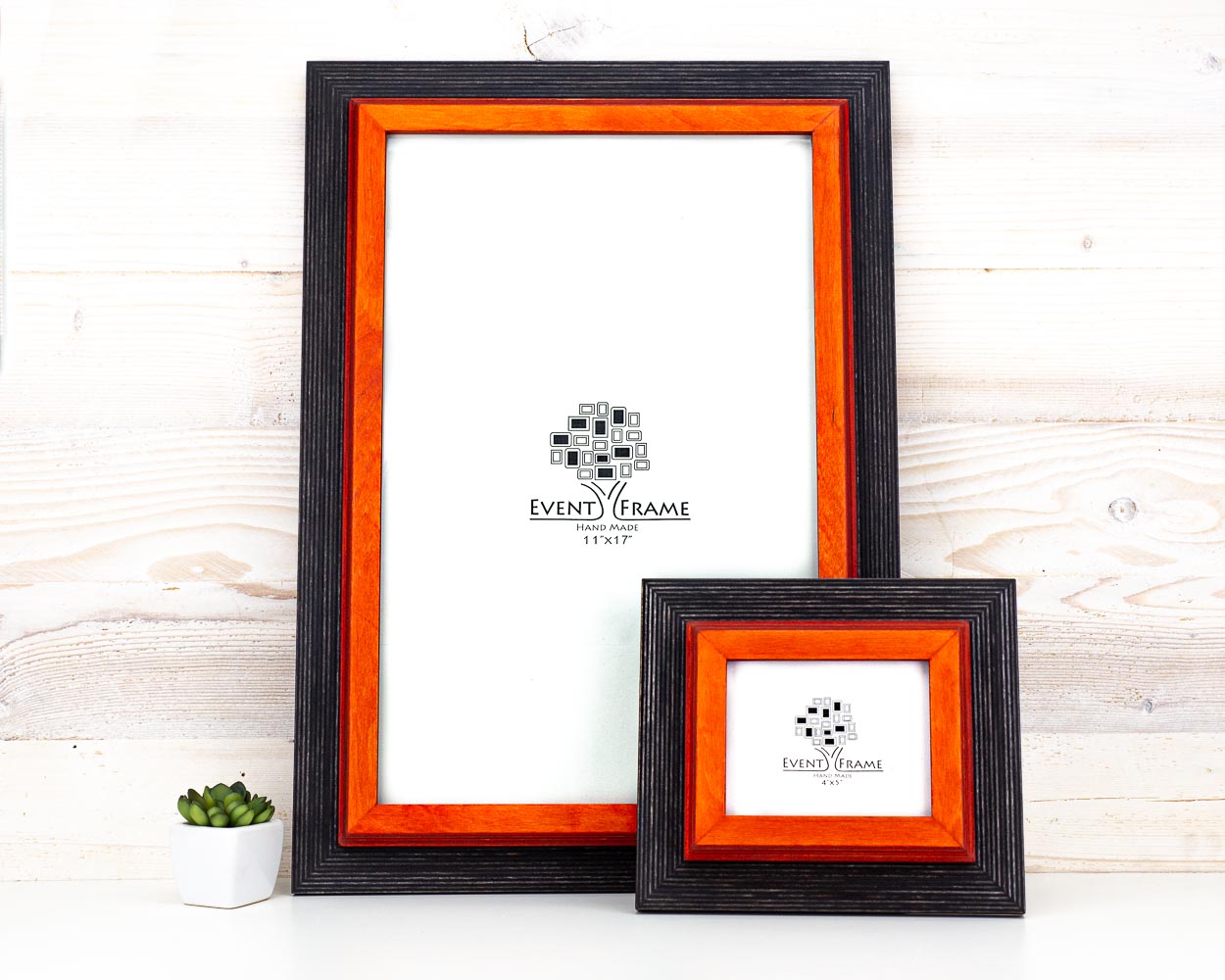 Custom Wood Picture Frame, Black + Orange Colors, Rustic Photo Frame, SIZES 5x7, 8x10, A4, 9x11, A5, A3, 4x6, 20x30, 7x9, 16x20, 18x24, 8x12