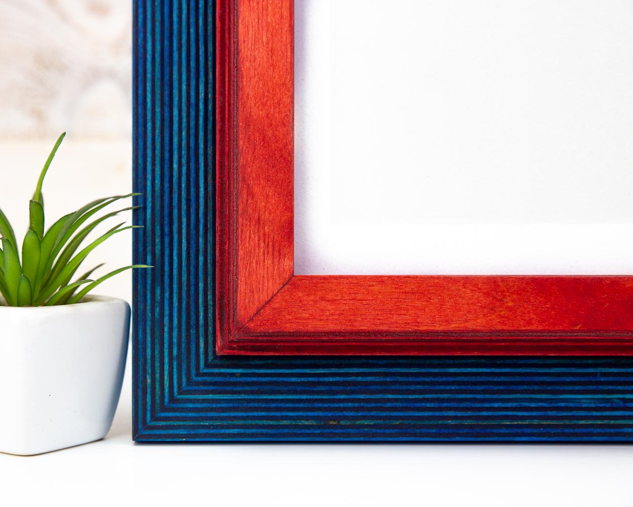 Blue and Red Picture Frame, Wooden Photo Frame, Double Picture Frame SIZES- 4x4 4x6 5x5 5x7 5.5x8.5 6x6 6x8 8x8 8x10 10x10 8x12 8.5x11 11x14