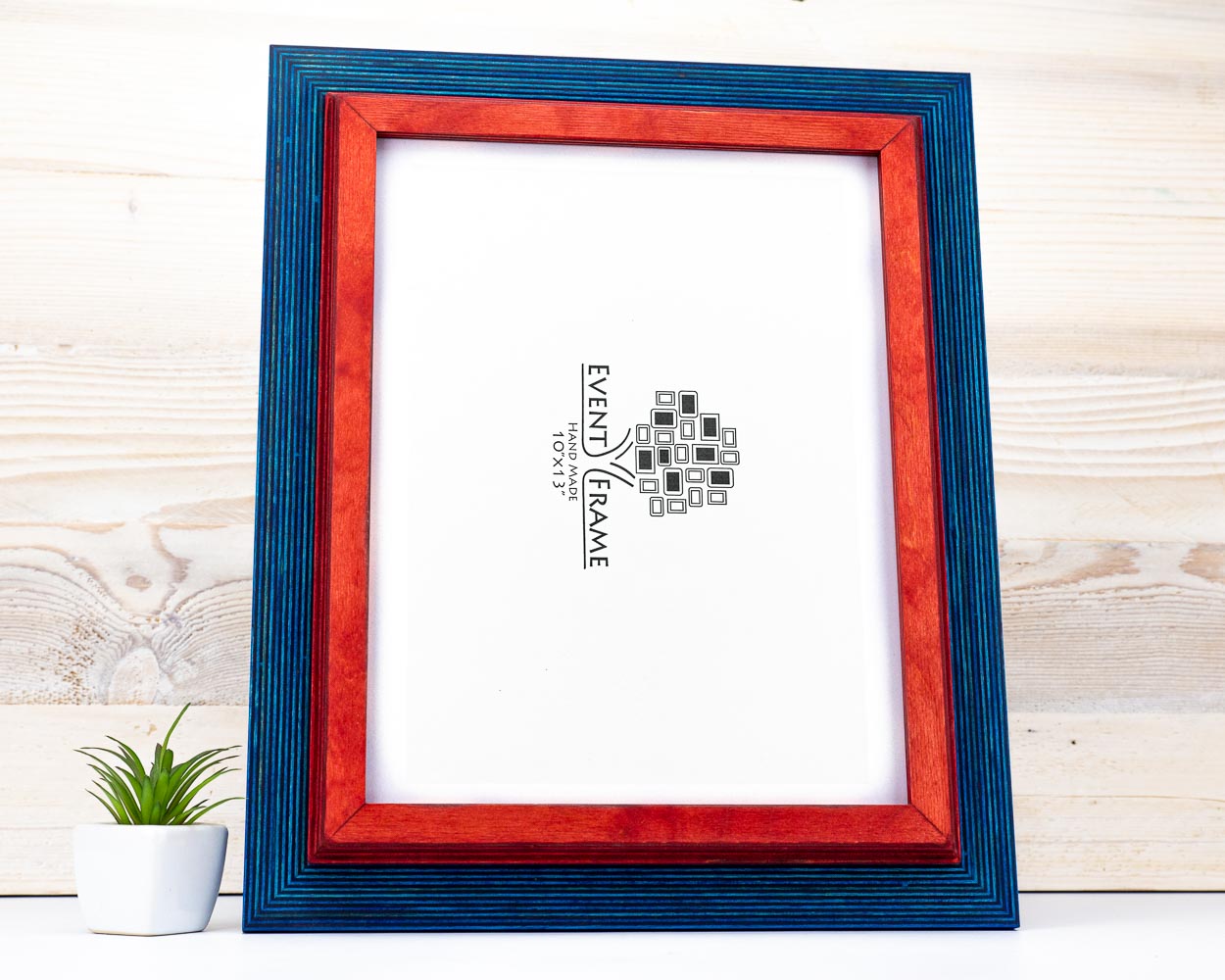 Blue and Red Picture Frame, Wooden Photo Frame, Double Picture Frame SIZES- 4x4 4x6 5x5 5x7 5.5x8.5 6x6 6x8 8x8 8x10 10x10 8x12 8.5x11 11x14