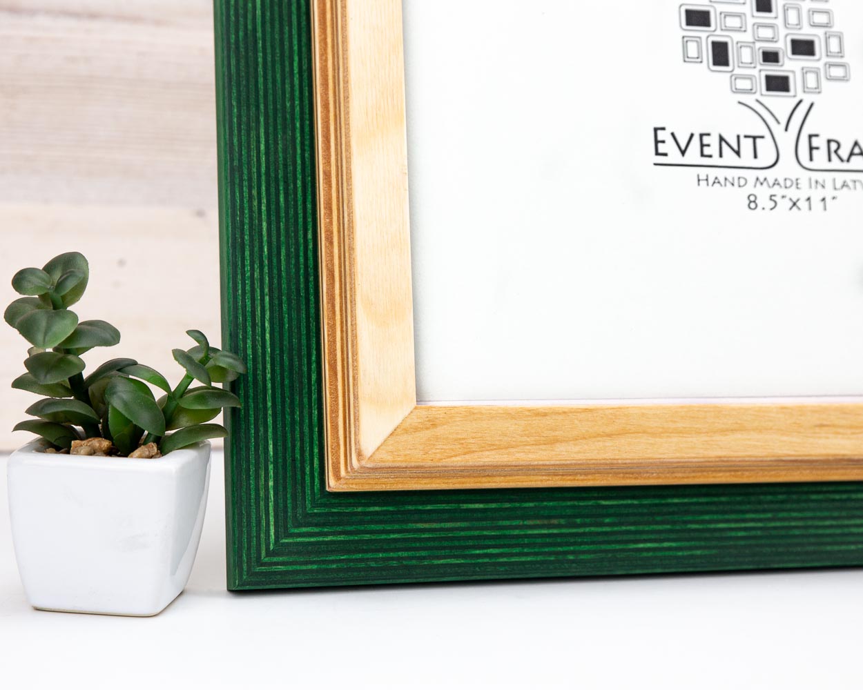 Green + Natural Picture Frame, Wooden Photo Frame for Wall Art, Custom Picture Frame 5x7, 8x8, 8x10, 11x17, 12x18, 18x24, 20x36, A3, A4, A5