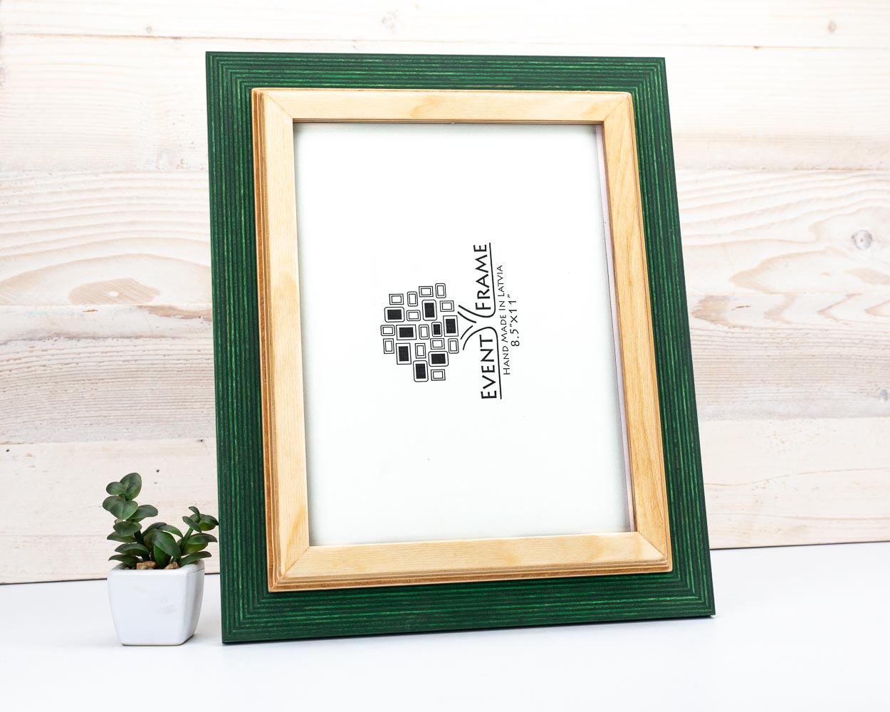 Green + Natural Picture Frame, Wooden Photo Frame for Wall Art, Custom Picture Frame 5x7, 8x8, 8x10, 11x17, 12x18, 18x24, 20x36, A3, A4, A5