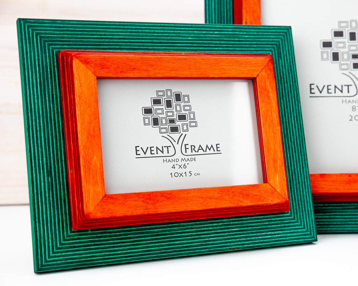 Doppelter grüner + oranger Bilderrahmen