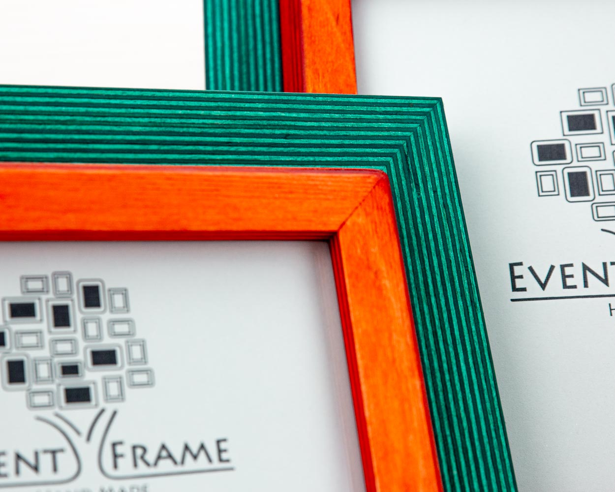 Doppelter grüner + oranger Bilderrahmen
