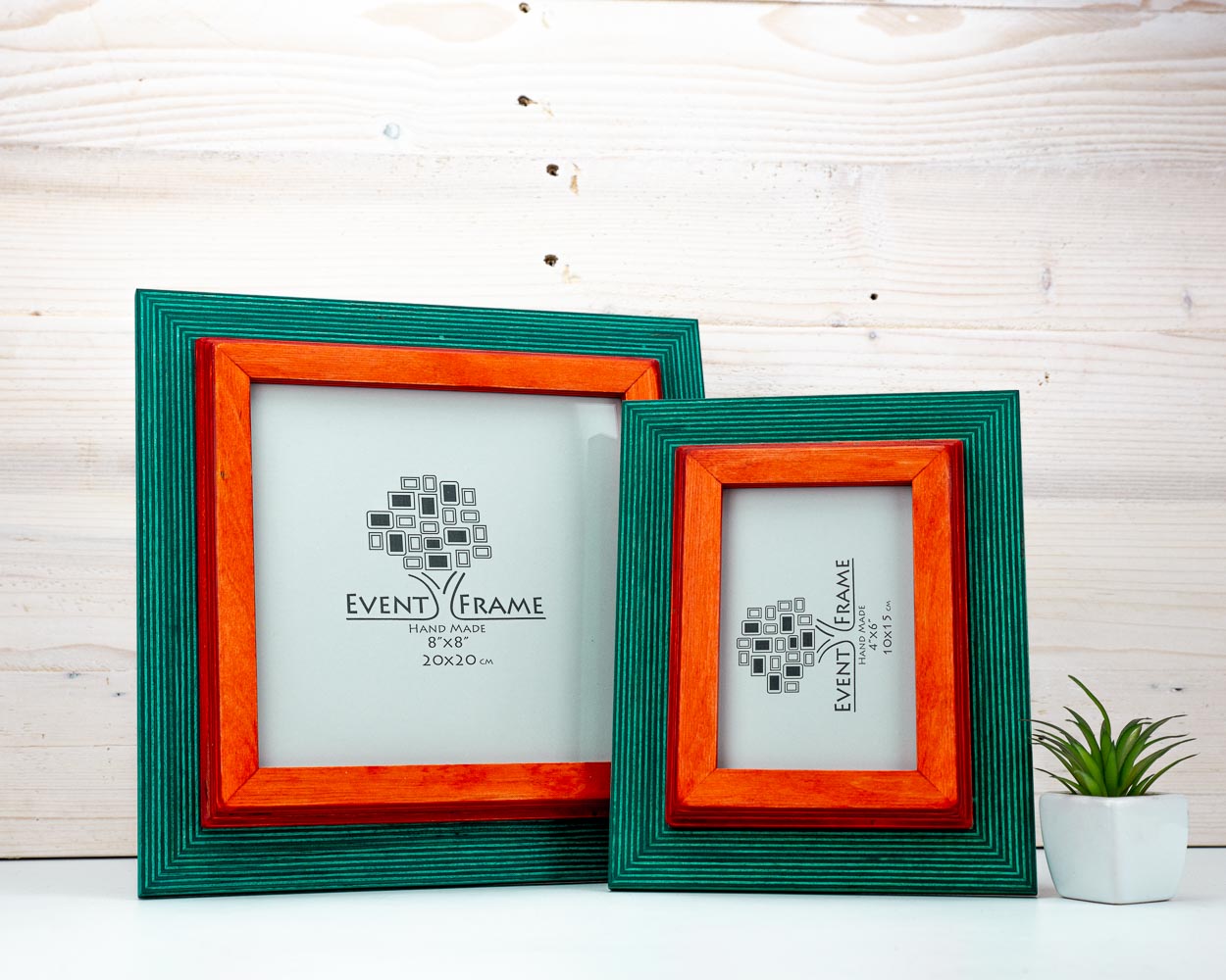 Doppelter grüner + oranger Bilderrahmen