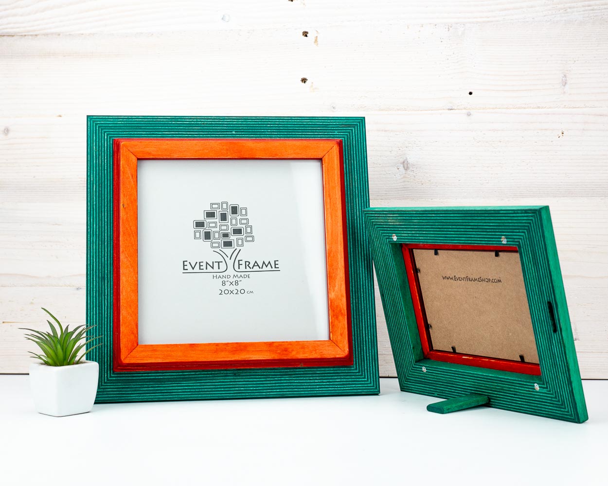 Doppelter grüner + oranger Bilderrahmen