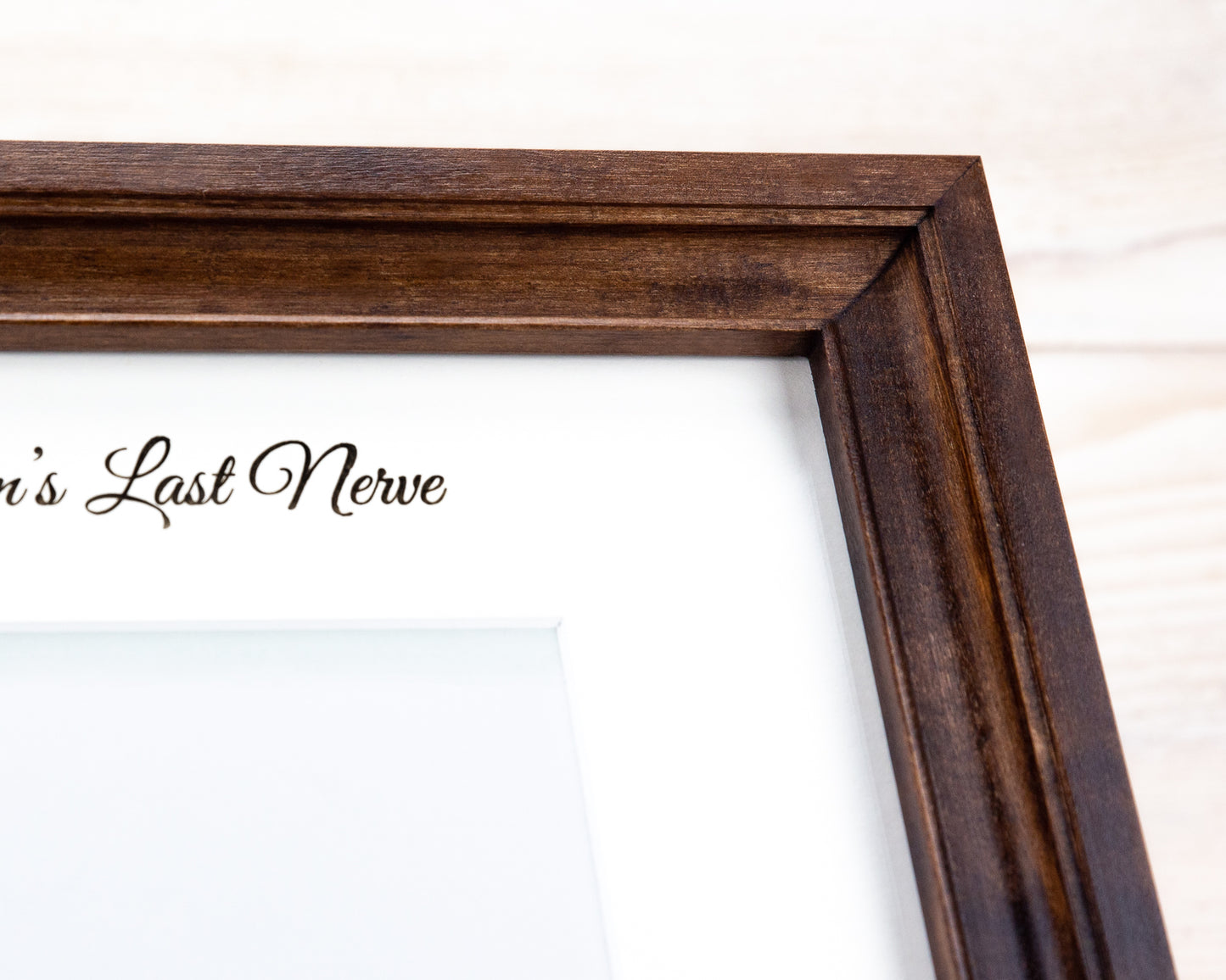 Brown Photo Frame with Engraved Mat from Solid Birch Wood