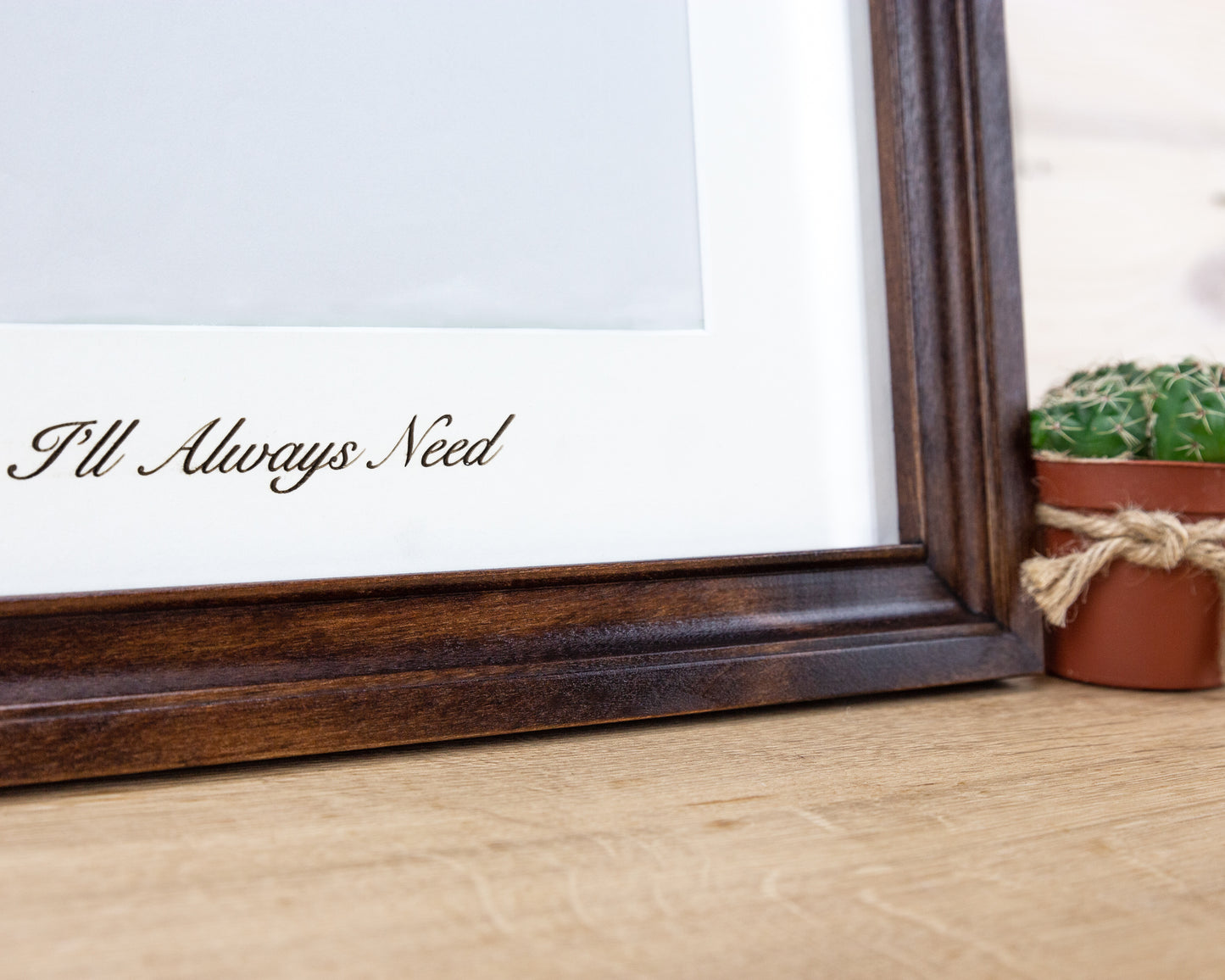 Brown Photo Frame with Engraved Mat from Solid Birch Wood