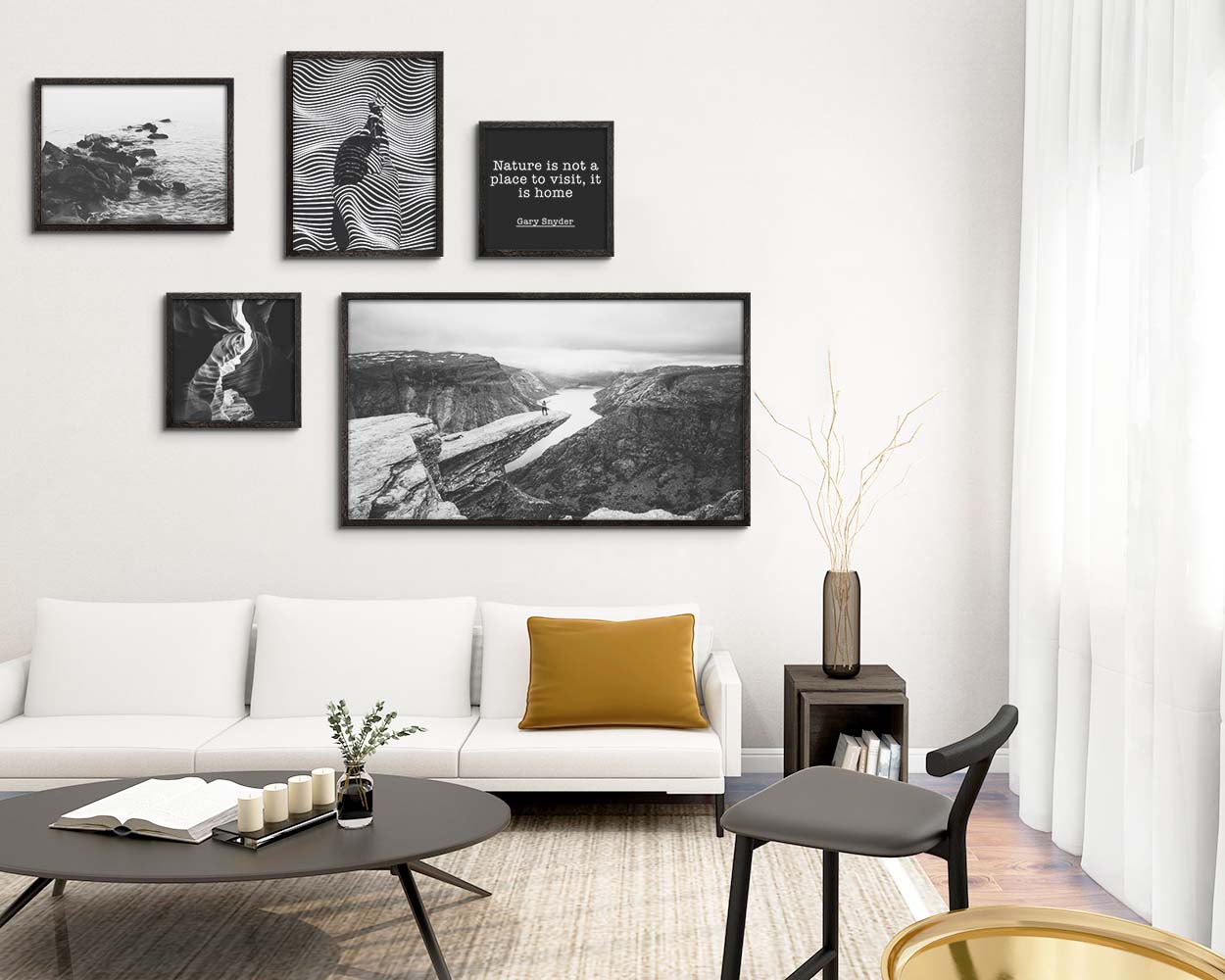 Super Slim Black Solid Oak Hardwood Photo Frame 1/2 Thin Edge
