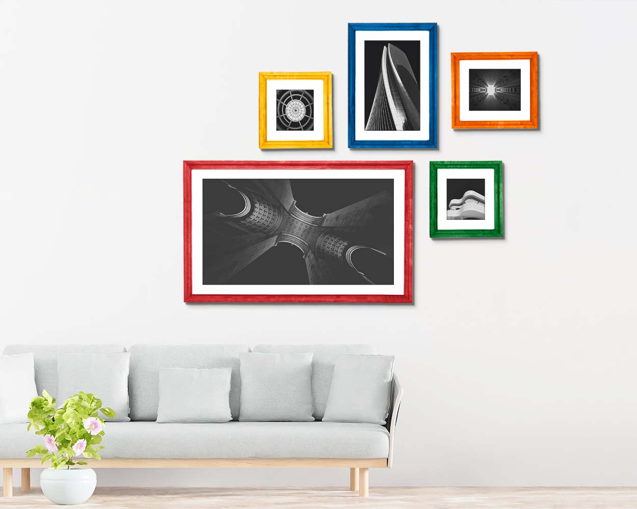 Farbenfroher Bilderrahmen im Vintage-Design aus massivem Birkenholz