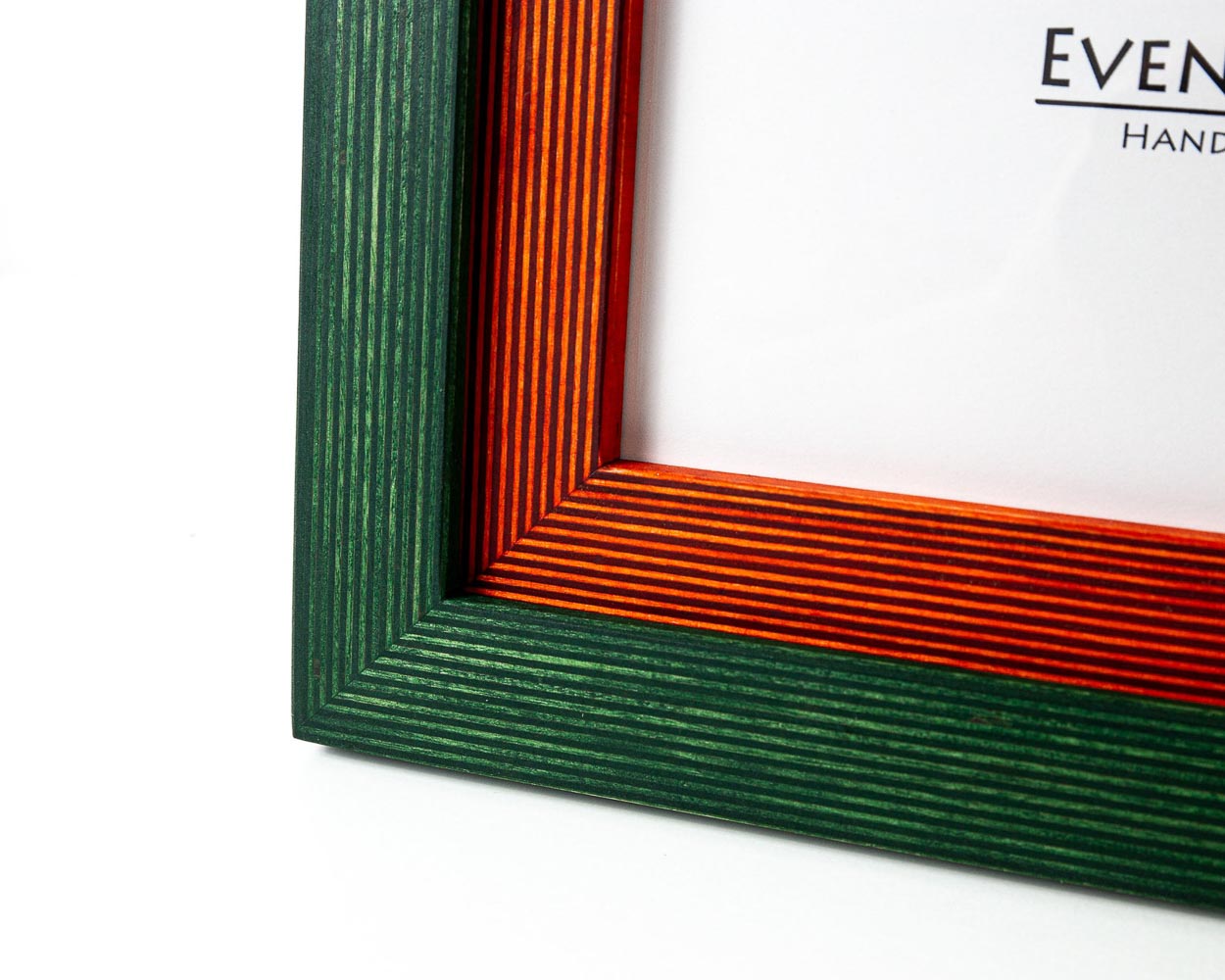 Green + Orange Picture Frame, Photo Frame with Wooden Mat, Two Tone Gallery Wall Frame, Handmade Poster Frame, Custom Sizes 8x10 24x36 20x30