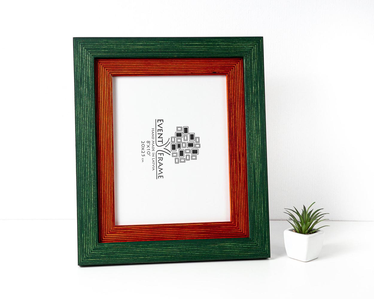 Green + Orange Picture Frame, Photo Frame with Wooden Mat, Two Tone Gallery Wall Frame, Handmade Poster Frame, Custom Sizes 8x10 24x36 20x30