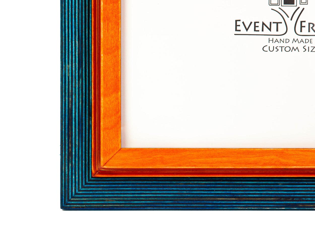 Blue + Orange Custom Frame, Wood Photo Frame, Poster Frame, ANY SIZES - 5x7 6x6 6x8 8x8 8x10 8x12 8.5x11 11x14 11x17 12x18 18x24 16x20 A4 A3
