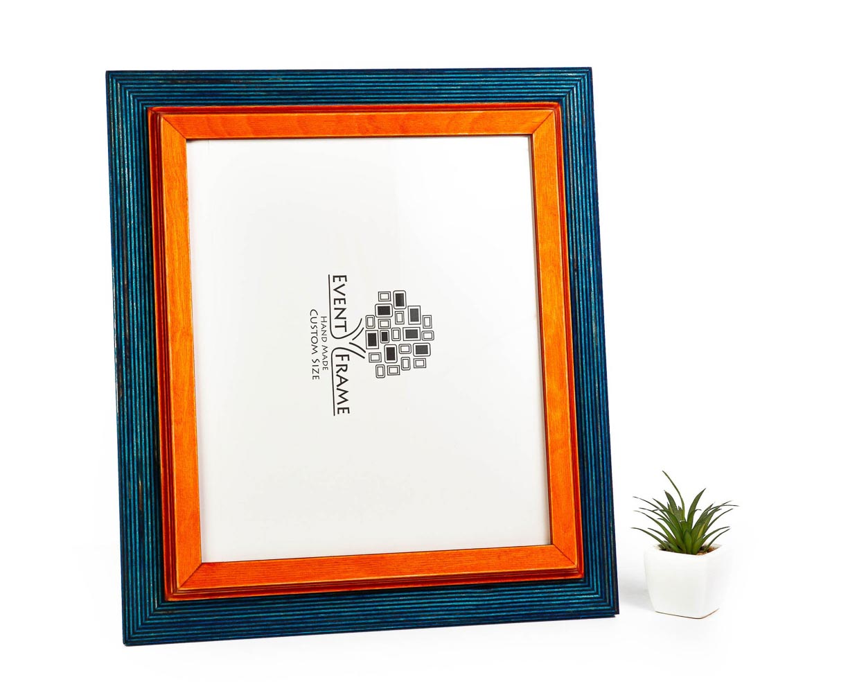 Blue + Orange Custom Frame, Wood Photo Frame, Poster Frame, ANY SIZES - 5x7 6x6 6x8 8x8 8x10 8x12 8.5x11 11x14 11x17 12x18 18x24 16x20 A4 A3