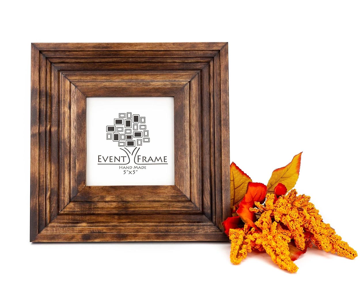 Wooden 3 inch solid real birch picture frame in walnut brown color stain.