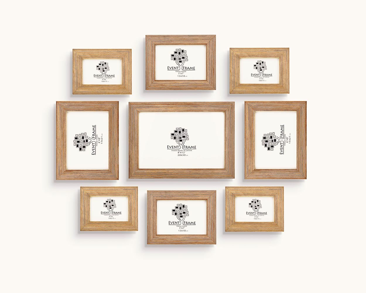 9 Wooden Picture Frame Set, Chose Your Color 34 mm