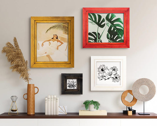 Farbenfroher, moderner Bilderrahmen aus massivem Kiefernholz