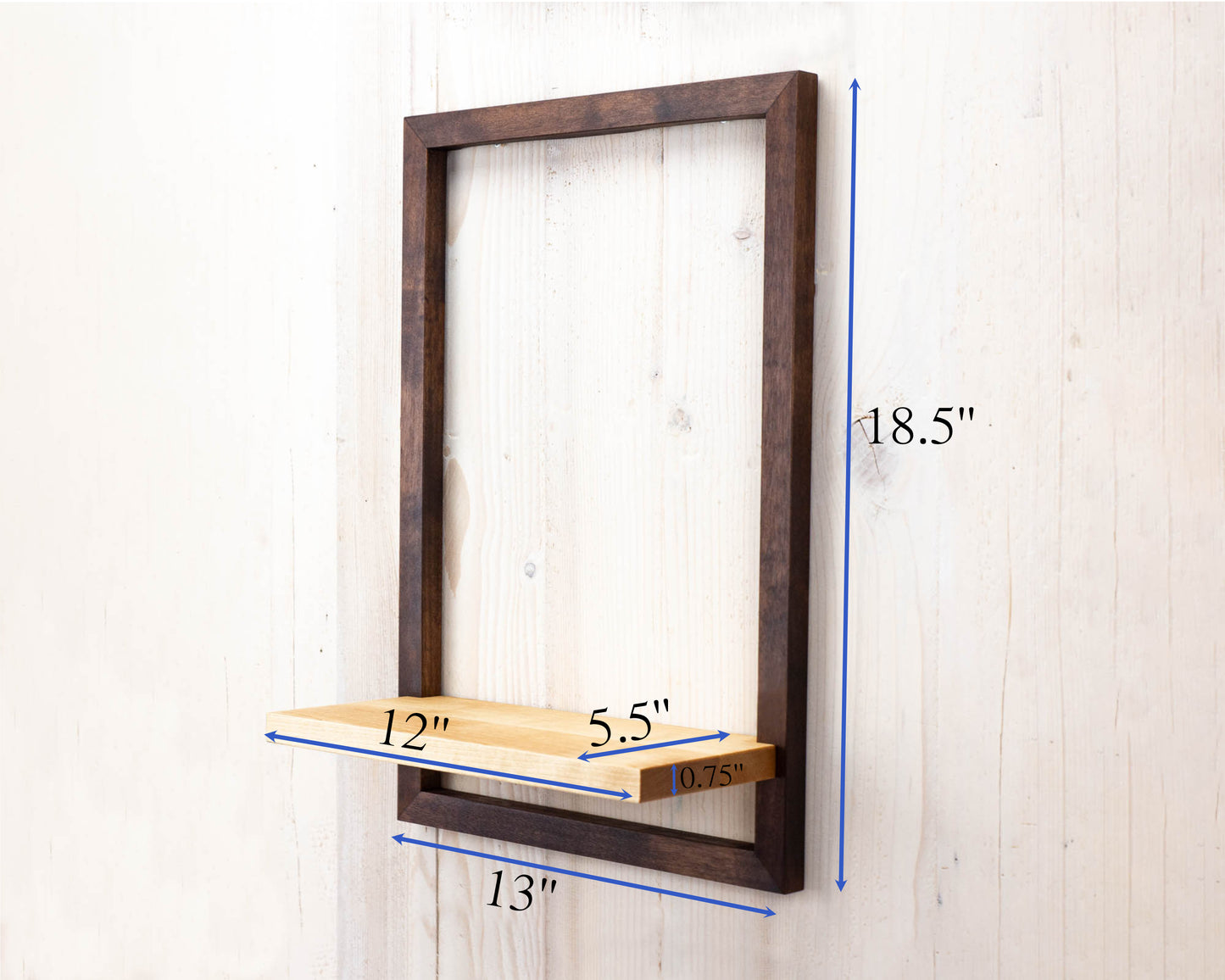 Dark brown solid wood display for small plants, modern piece of art.