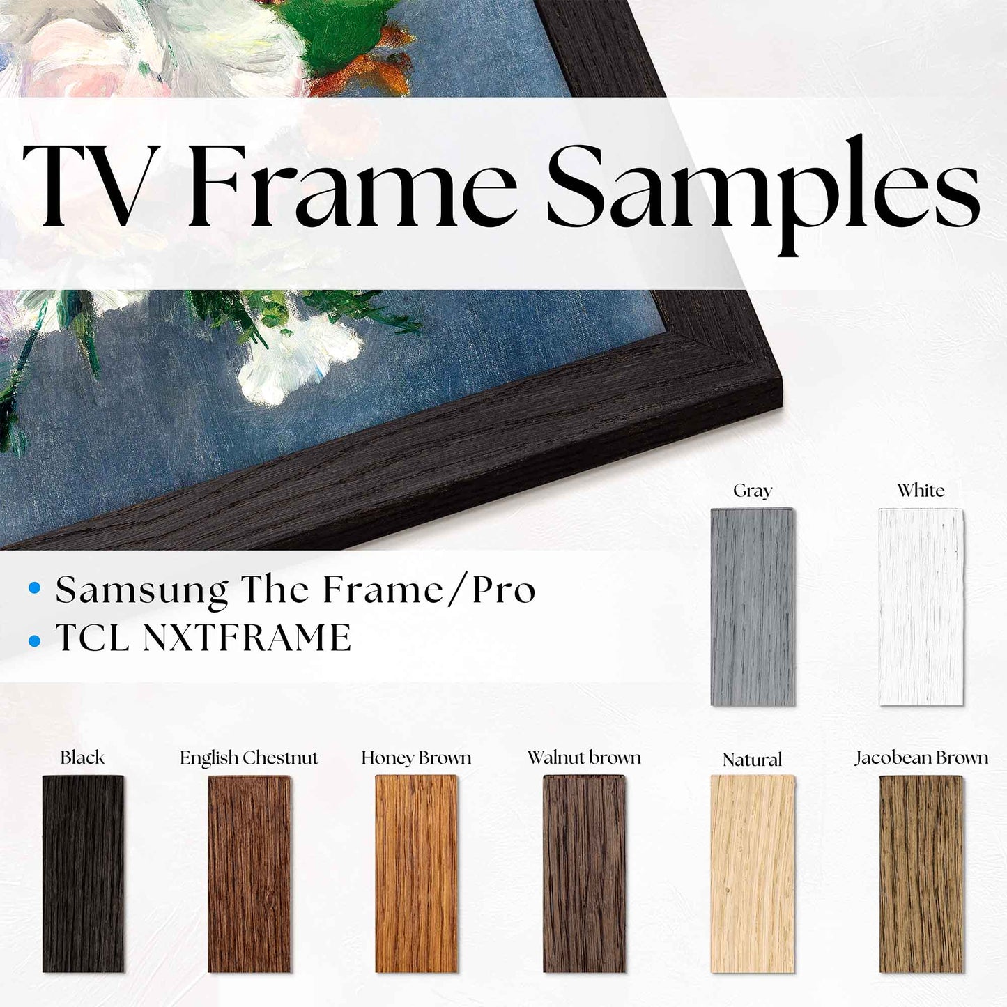 Thin Stained Hardwood TV Frame Samples