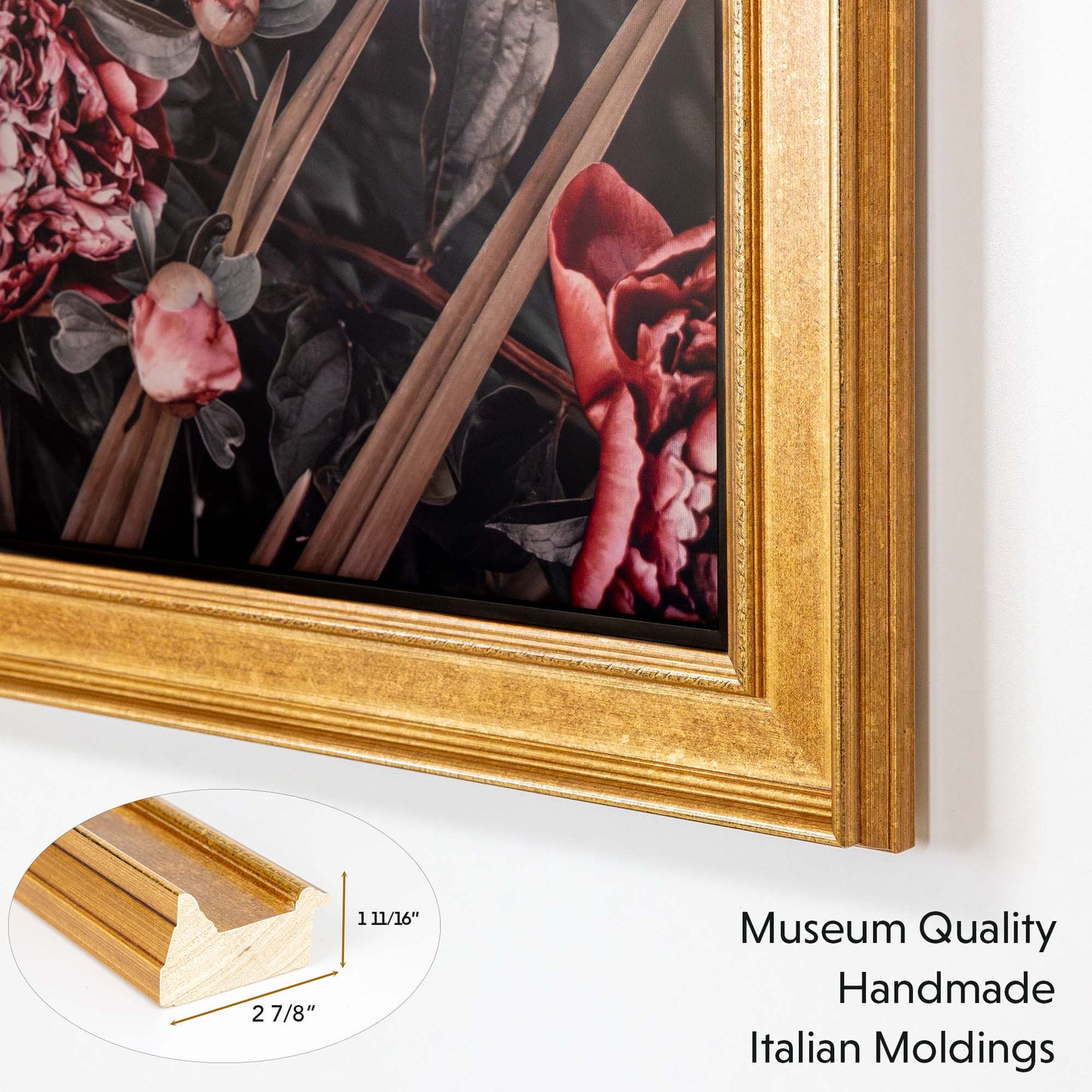 Antique Gold TV frame is made from museum quality italian moldings